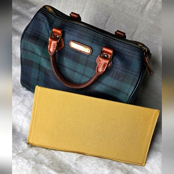 VINTAGE Polo Ralph Lauren Black Watch Check Mini Boston Bag & Cosmetic Bag - Picture 9 of 10